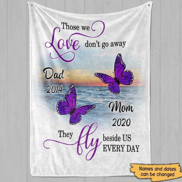 Fleece Blanket Butterflies Dont Fly Away Memorial Personalized Fleece Blanket 60" x 80" - BEST SELLER