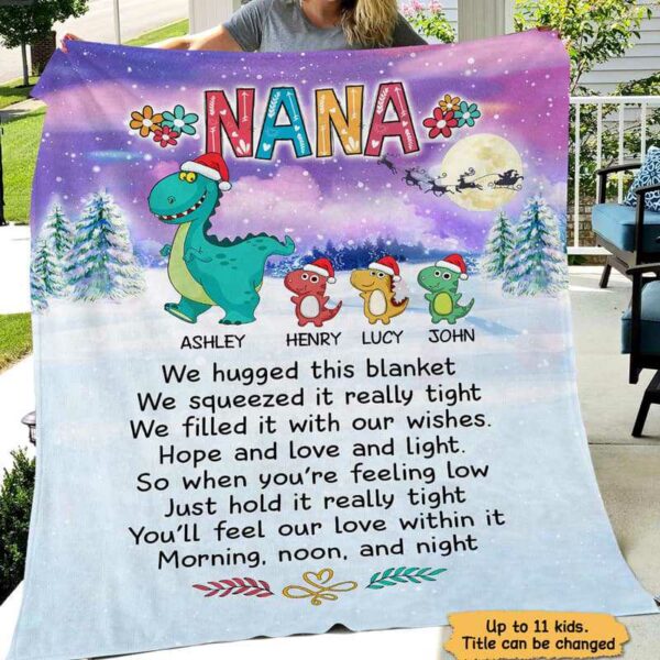 Fleece Blanket Christmas Grandma Dinosaur Personalized Fleece Blanket 30" x 40"