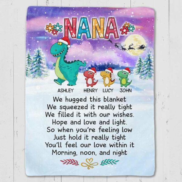 Fleece Blanket Christmas Grandma Dinosaur Personalized Fleece Blanket
