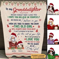 Fleece Blanket Christmas Grandma Grandkids Ugly Sweater Personalized Fleece Blanket 30