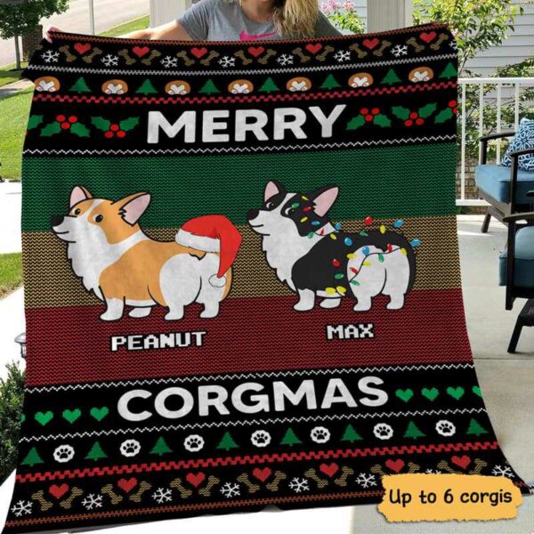 Fleece Blanket Corgmas Ugly Sweater Corgi Dogs Christmas Personalized Fleece Blanket 60" x 80" - BEST SELLER