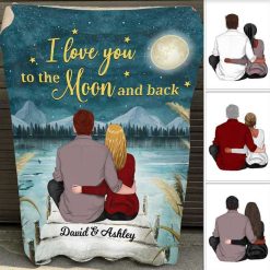 Fleece Blanket Couple Love You To The Moon And Back Personalized Fleece Blanket 60
