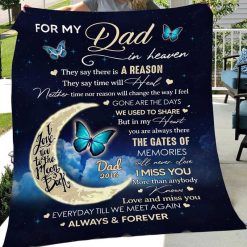 Fleece Blanket Dad Mom In Heaven Butterflies Moon Memorial Personalized Fleece Blanket 30