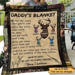 Fleece Blanket Dear Best Buckin‘ Dad Grandpa Ever Hunting Personalized Fleece Blanket 30