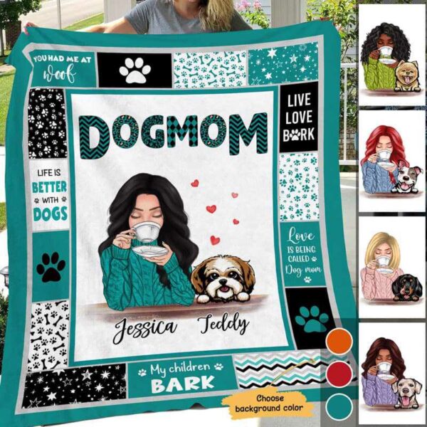 Fleece Blanket Dog Mom Coffee Girl Personalized Fleece Blanket 30" x 40"