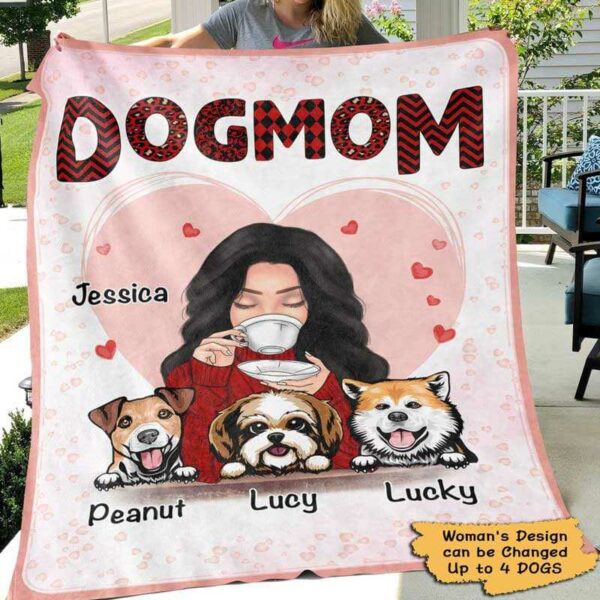 Fleece Blanket Dog Mom Red Patterned Personalized Fleece Blanket 60" x 80" - BEST SELLER