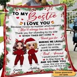 Fleece Blanket Doll Besties Christmas Holly Branch Personalized Fleece Blanket 30