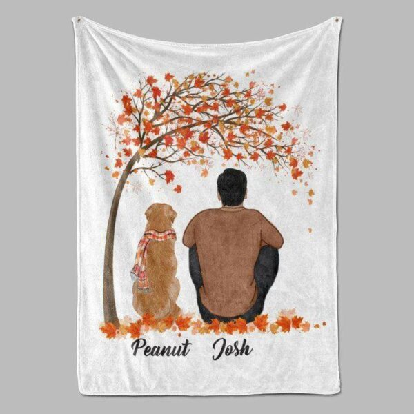 Fleece Blanket Fall Season Dog Dad Life Is Better With Dogs Personalized Fleece Blanket
