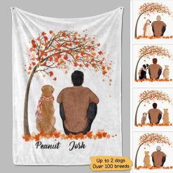 Fleece Blanket Fall Season Dog Dad Life Is Better With Dogs Personalized Fleece Blanket 60