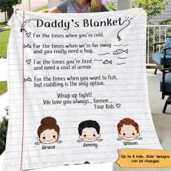Fleece Blanket Fishing Daddy‘s Letter Personalized Fleece Blanket 60