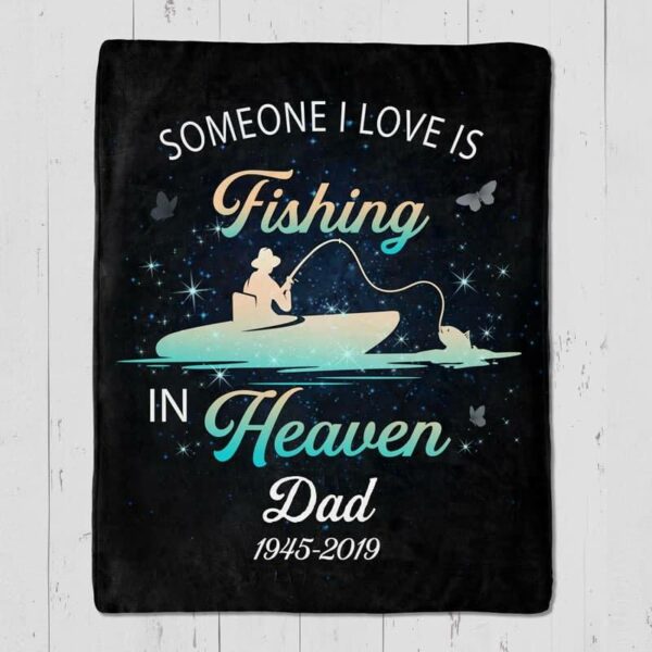 Fleece Blanket Fishing In Heaven Memorial Personalized Fleece Blanket