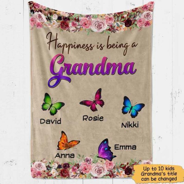 Fleece Blanket Flower And Butterflies Grandma Personalized Fleece Blanket 60" x 80" - BEST SELLER