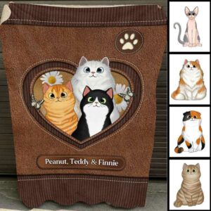 Fleece Blanket Fluffy Cats Heart Personalized Fleece Blanket 30" x 40"
