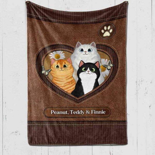 Fleece Blanket Fluffy Cats Heart Personalized Fleece Blanket