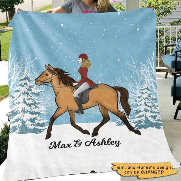 Fleece Blanket Girl and Her Horse Personalized Fleece Blanket 60" x 80" - BEST SELLER