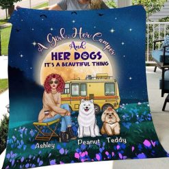 Fleece Blanket Girl Her Dog Beautiful Thing Personalized Fleece Blanket 30