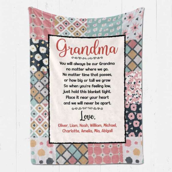 Fleece Blanket Grandma Floral Pattern Personalized Fleece Blanket