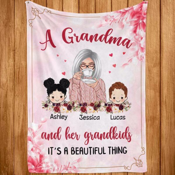 Fleece Blanket Grandma Grandkids Beautiful Thing Personalized Fleece Blanket