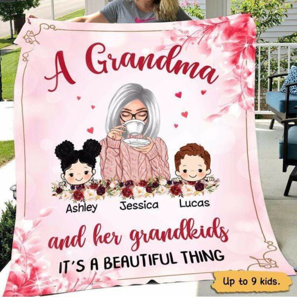 Fleece Blanket Grandma Grandkids Beautiful Thing Personalized Fleece Blanket 30" x 40"