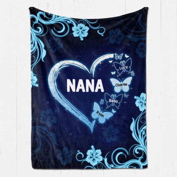 Fleece Blanket Grandma Leopard Heart Personalized Fleece Blanket