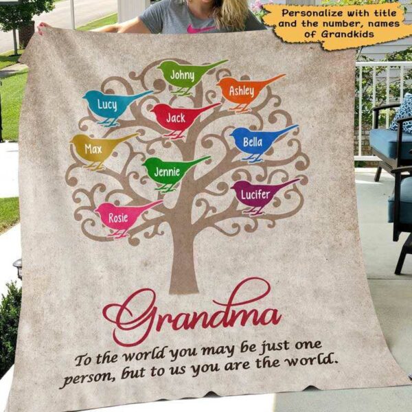 Fleece Blanket Grandma Tree Vintage With Birds Personalized Fleece Blanket 60" x 80" - BEST SELLER