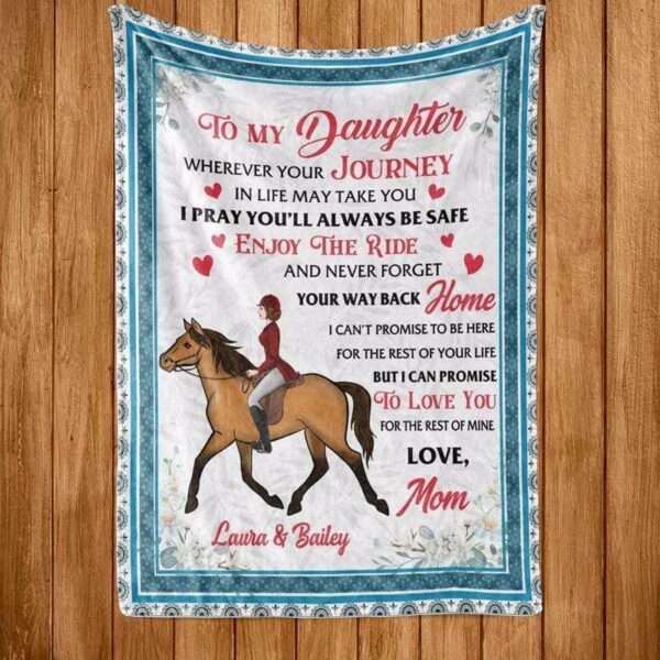 Fleece Blanket Horse Riding To My Daughter From Mom Personalized Fleece Blanket