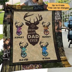 Fleece Blanket Hunting Best Buckin‘ Dad Grandpa Ever Personalized Fleece Blanket 30