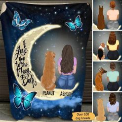Fleece Blanket I Love Dogs To The Moon And Back Personalized Fleece Blanket 60