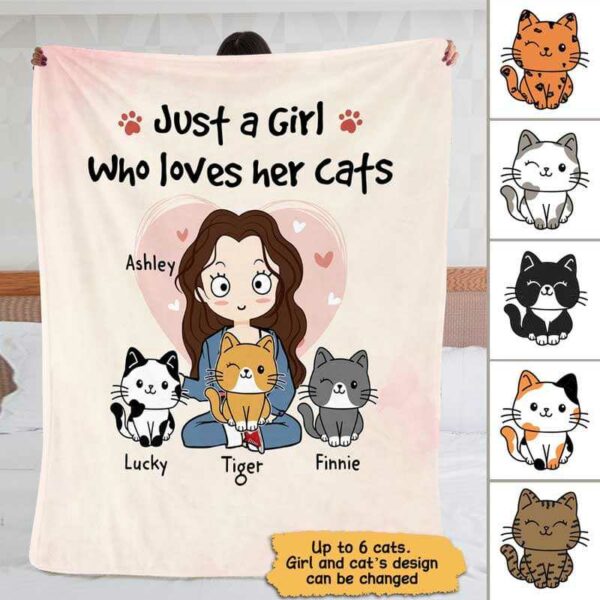 Fleece Blanket Just A Girl Who Loves Cats Personalized Fleece Blanket 60" x 80" - BEST SELLER