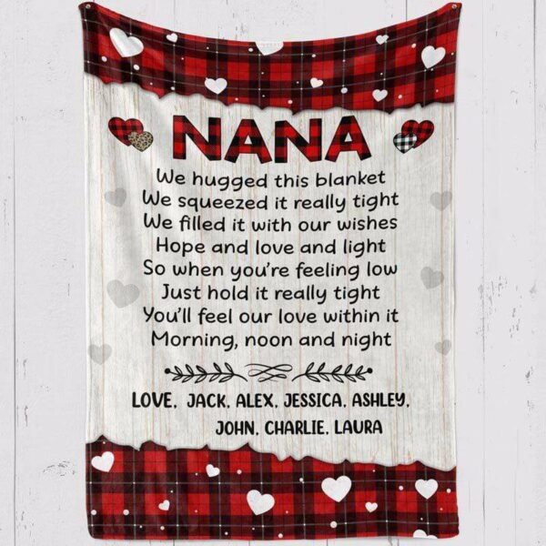 Fleece Blanket Mom Grandma Red Plaid Personalized Fleece Blanket