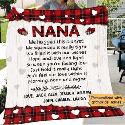 Fleece Blanket Mom Grandma Red Plaid Personalized Fleece Blanket 60