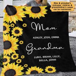 Fleece Blanket Mom Grandma Sunflower Personalized Fleece Blanket 30