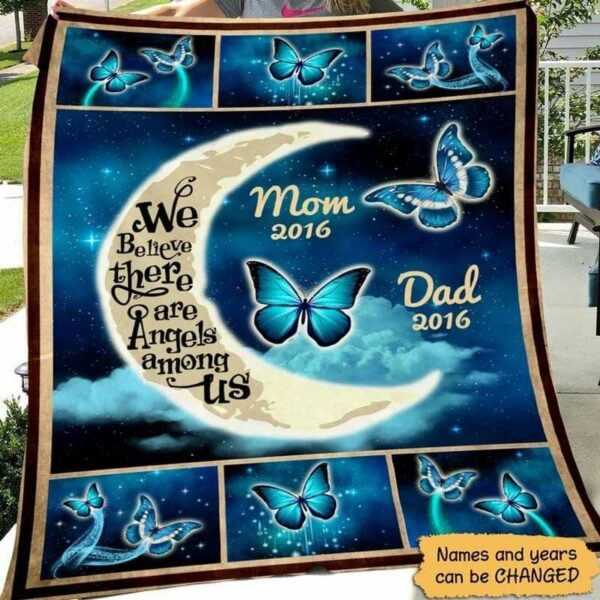 Fleece Blanket Moon And Butterflies Memorial Personalized Fleece Blanket 60" x 80" - BEST SELLER