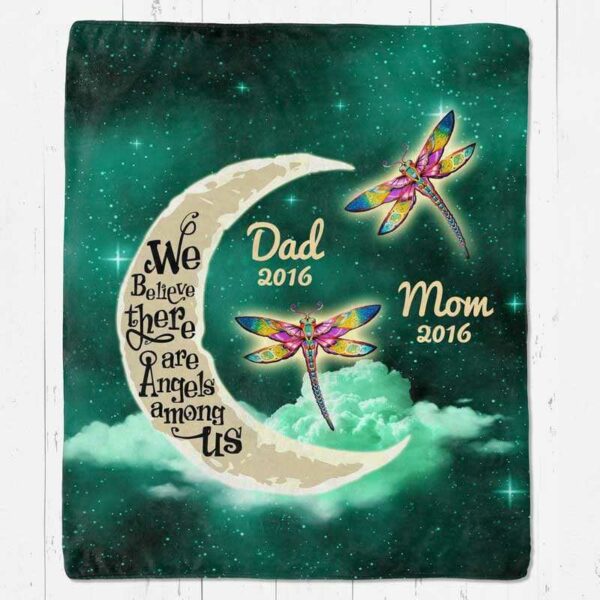 Fleece Blanket Moon And Dragonflies Memorial Personalized Fleece Blanket