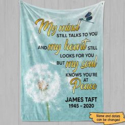 Fleece Blanket My Mind Still Talks To You Dandelion Dragonfly Personalized Memorial Fleece Blanket 60