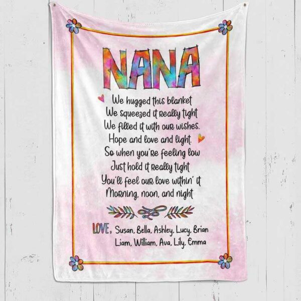 Fleece Blanket Nana We Hugged This Blanket Grandma Personalized Fleece Blanket