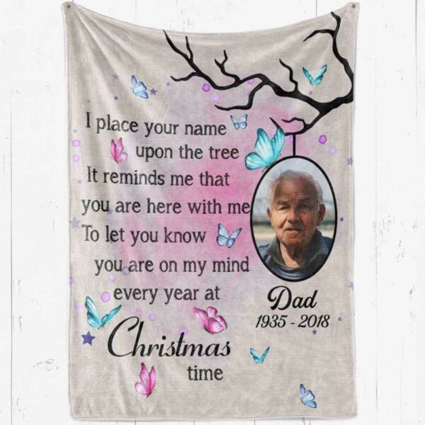 Fleece Blanket Place Your Name Upon The Christmas Tree Memorial Personalized Fleece Blanket