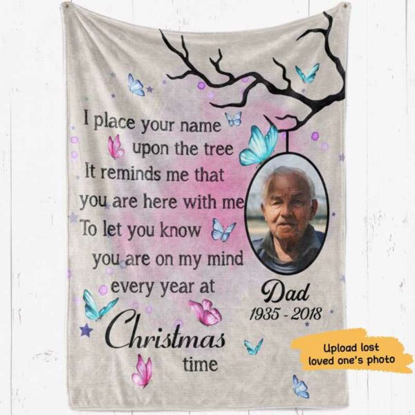 Fleece Blanket Place Your Name Upon The Christmas Tree Memorial Personalized Fleece Blanket 60" x 80" - BEST SELLER