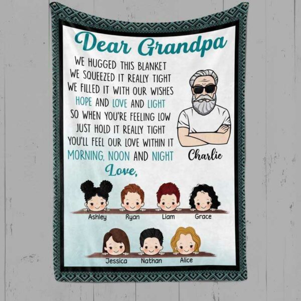 Fleece Blanket To Dad Mom Grandma Grandpa From Kids Personalized Fleece Blanket