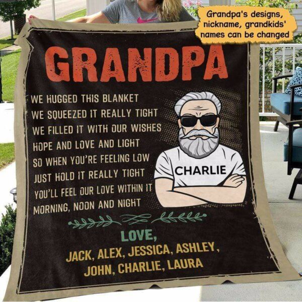 Fleece Blanket To Grandpa Old Man Retro Personalized Fleece Blanket 60" x 80" - BEST SELLER