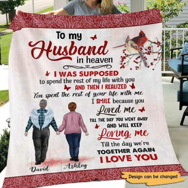Fleece Blanket To My Angel Husband Memorial Personalized Fleece Blanket 30" x 40"