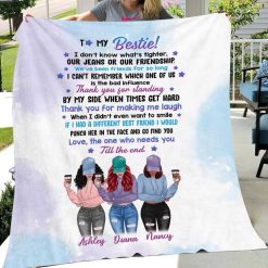 Fleece Blanket To My Bestie Modern Girls Front View Personalized Fleece Blanket (3 Besties) 60