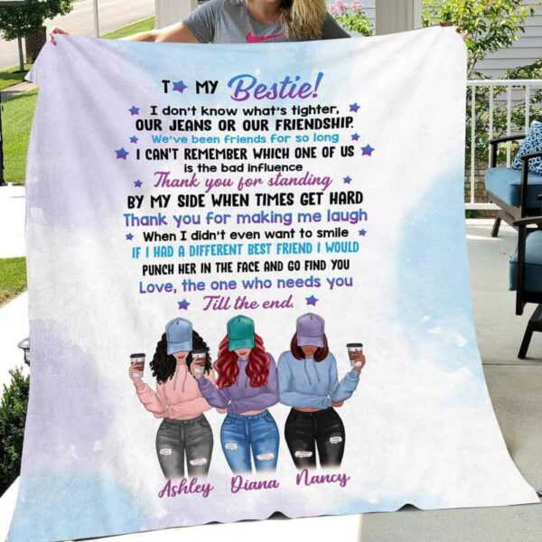 Fleece Blanket To My Bestie Modern Girls Front View Personalized Fleece Blanket (3 Besties) 60" x 80" - BEST SELLER