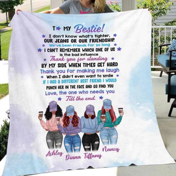 Fleece Blanket To My Bestie Modern Girls Front View Personalized Fleece Blanket (4 Besties) 60" x 80" - BEST SELLER