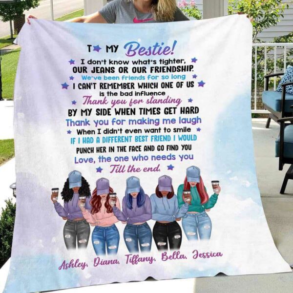 Fleece Blanket To My Bestie Modern Girls Front View Personalized Fleece Blanket (5 Besties) 60" x 80" - BEST SELLER