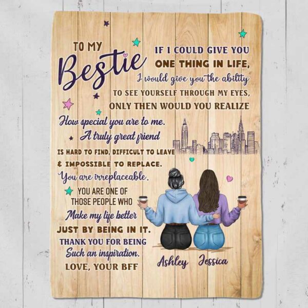 Fleece Blanket To My Bestie Wood Texture Personalized Fleece Blanket