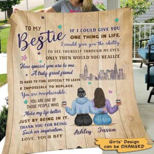 Fleece Blanket To My Bestie Wood Texture Personalized Fleece Blanket 60" x 80" - BEST SELLER