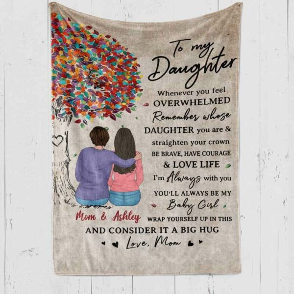 Fleece Blanket To My Daughter Colorful Tree Personalized Fleece Blanket