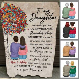 Fleece Blanket To My Daughter Colorful Tree Personalized Fleece Blanket 60" x 80" - BEST SELLER