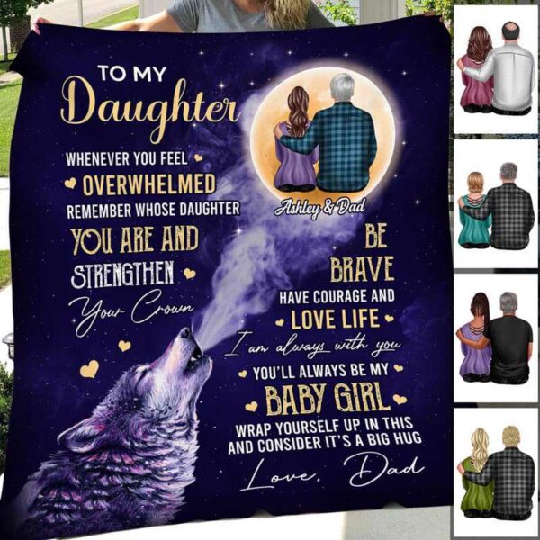 Fleece Blanket To My Daughter From Dad Family Personalized Fleece Blanket 30" x 40"